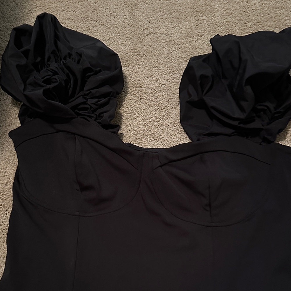 Express Black Ruffled Bodysuit - Picture 2 of 3